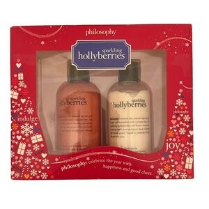 Philosophy Sparkling Hollyberries Body Lotion and Shower Gel Set 2x8 Oz New.